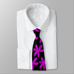 Corbata Flor de bonito - Magenta sobre negro
