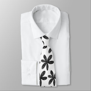 Corbata Flor de bonito - Negro sobre blanco