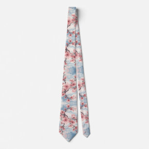 Corbata Flor de cerezo japonesa rosa azulado