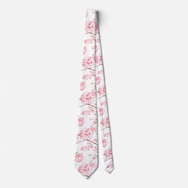 Corbata Flor de cerezo Sakura Boda floral rosa (Anverso)
