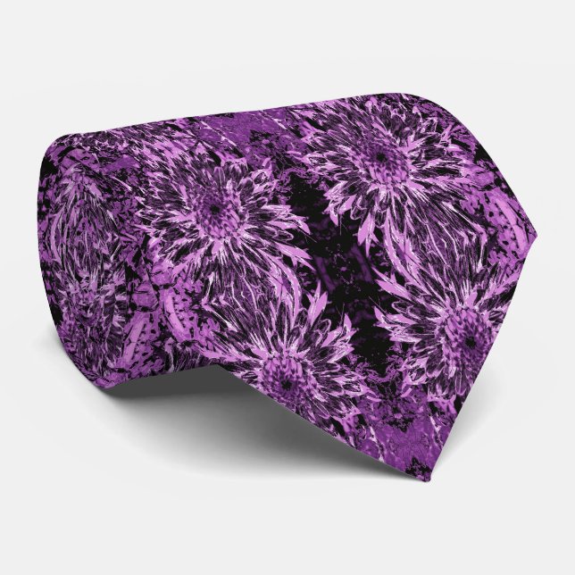 Corbata Flor de Dalia Negra y Rosa (Enrollado)
