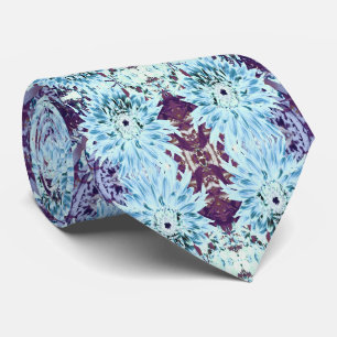 Corbata Flor de Dalia Verde Menta y Azul Teal