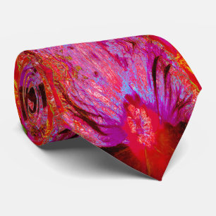 Corbata Flor de Hibisco Roja Retro Trippy Psicodélica