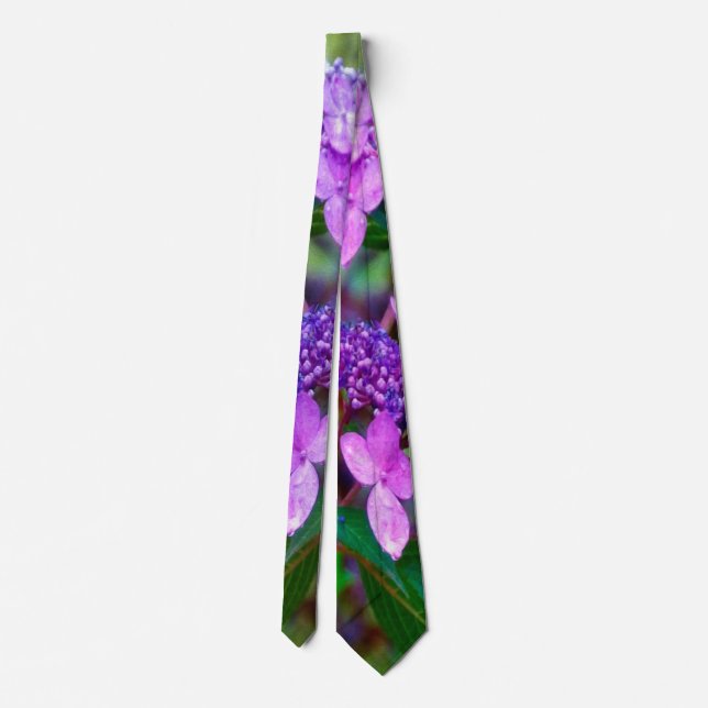 Corbata Flor de hidrangea morada y grita (Reverso)