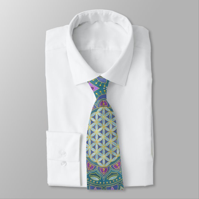 Corbata Flor de la Vida - Mandala Estilo India 1 (Atado)