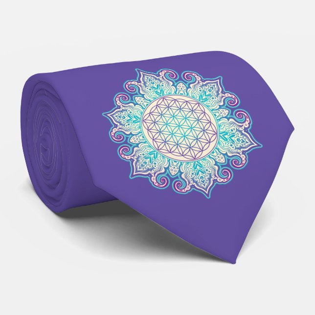 Corbata Flor de la Vida - Mandala Indio 2 (Enrollado)