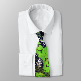 Corbata Flor de lino y hojas envejecidas en mosaico esculp