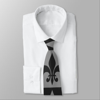 Corbata Flor de lis negra y gris