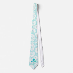 Corbata Flor de lis verde azulada