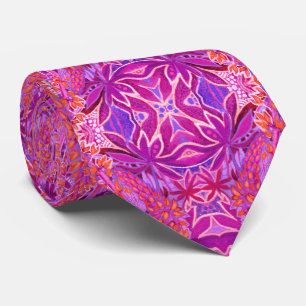 Corbata Flor de Lupine Boho Patrón árabe bohemio rosa
