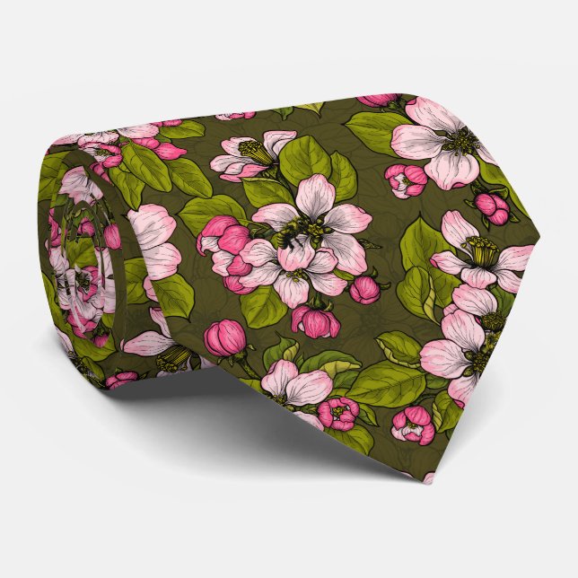 Corbata Flor de manzana en verde oscuro (Enrollado)