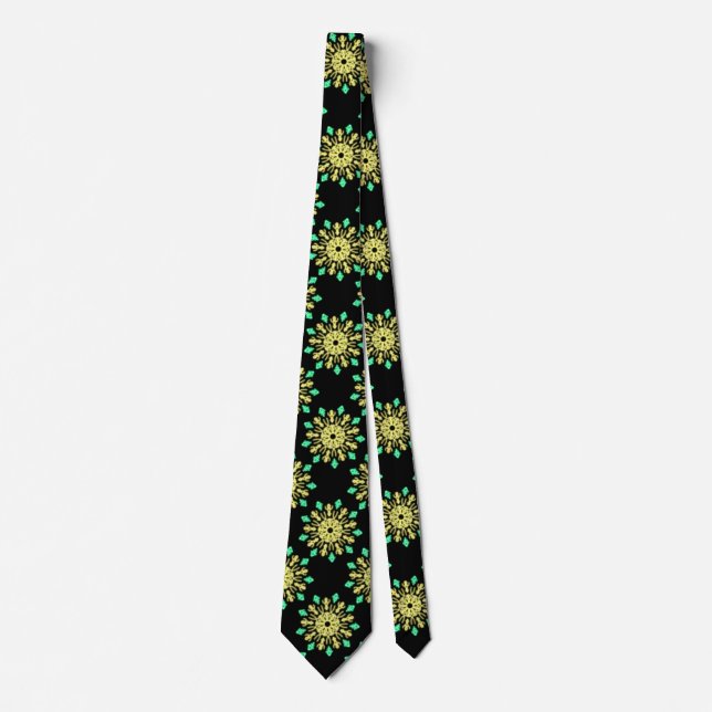 Corbata Flor de neón amarillo y verde (Anverso)