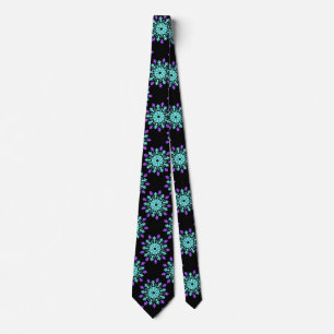 Corbata Flor de neón turquesa y púrpura