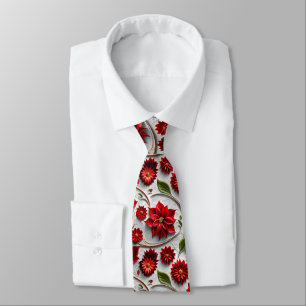 Corbata Flor de Nochebuena y Hojas