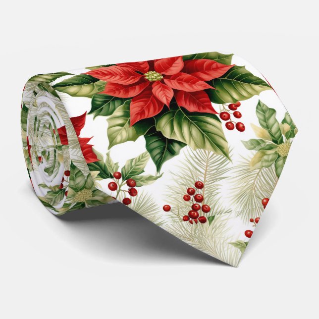Corbata Flor de Pascua Roja Flor de Invierno Navidad Fiest (Enrollado)