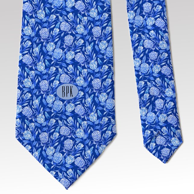 Corbata Flor de protección tropical suave monograma cobalt (Subido por el creador)