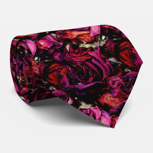 Corbata Flor de rosas rojas rojas rojas (Enrollado)