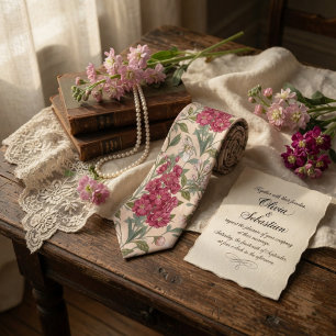 Corbata Flor de Stock Rosa Elegante