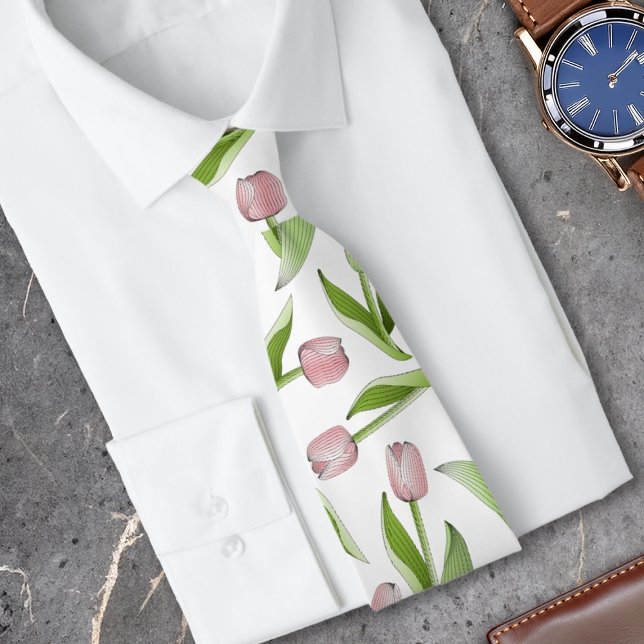 Corbata Flor de tulipán rosa moderna (Subido por el creador)