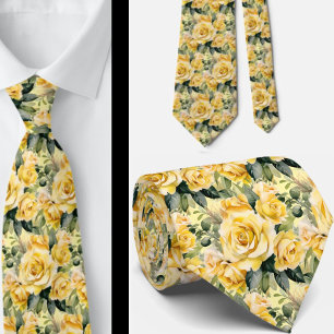 Corbata Flor de verano de color de agua amarilla