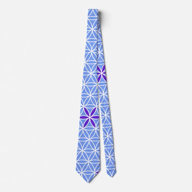 Corbata Flor de vida - sello de patrón sin soldadura - azu (Anverso)