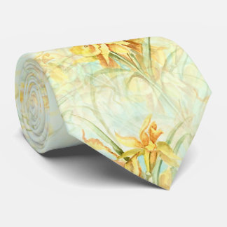 Corbata Flor floral vintage de color amarillo daffodil