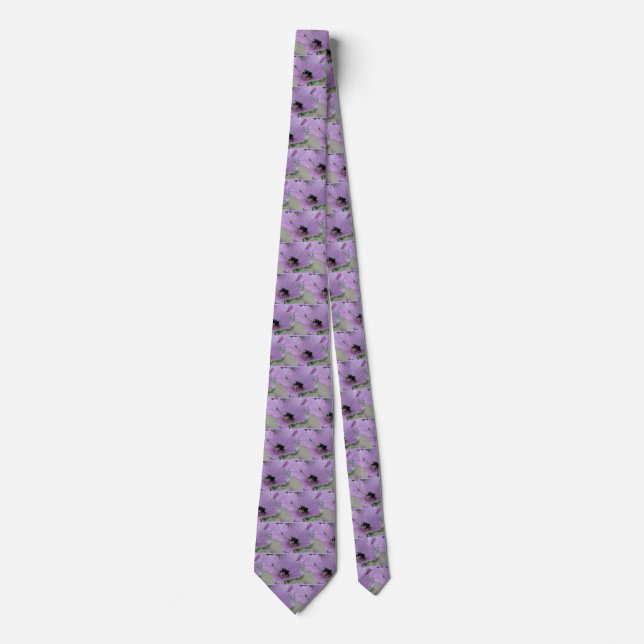 Corbata Flor morada ligera con abeja (Anverso)