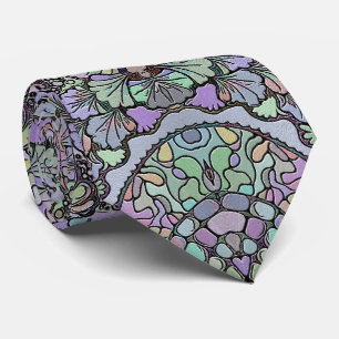 Corbata Flor mosaico vintage pansy morado floral elegante