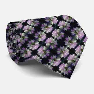 Corbata Flor rosa y blanca cierra un patrón pequeño