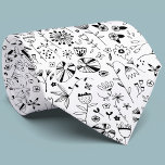 Corbata Flor salvaje moderna monocroma negra y blanca<br><div class="desc">Dibujos modernos de flores silvestres.</div>