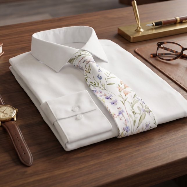 Corbata Flor Silvestre de Acuarela Blanca (Subido por el creador)