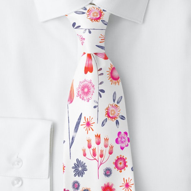 Corbata Flor silvestre escandinava moderna (Modern Scandinavian Wildflower pattern art neck tie)