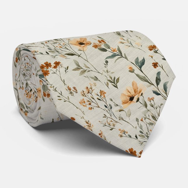 Corbata Flor silvestre suave elegancia Boda floral (Enrollado)