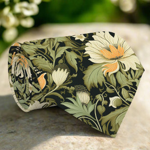 Corbata Flor verde vintage Resumen Arte floral moderno