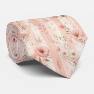 Corbata Flor Vintage Rosa sobre Fondo Rosa Rayado