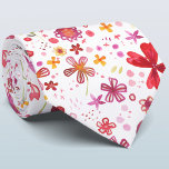 Corbata Flora acuarela<br><div class="desc">Diseño floral de acuarela pintada a mano en rojo rico, rosa y amarillo sobre un fondo blanco. Arte original de Nic Squirrell.</div>