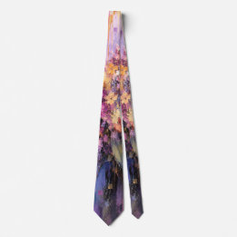 Corbata Floral Abstracto Amethyst Blooms