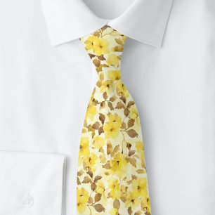 Corbata Floral Acuarela Crema de Mantequilla