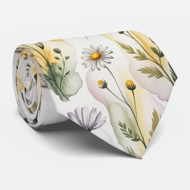 Corbata Floral Acuarela Pastel Suave (Enrollado)