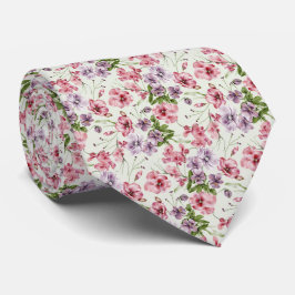 Corbata Floral Acuarela Rosa