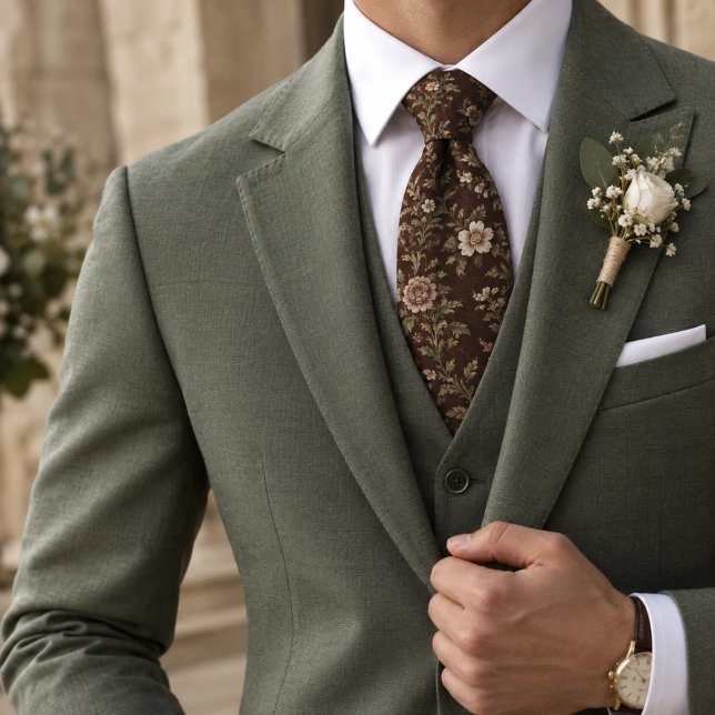 Corbata Floral Antiguo Malva Chocolate (Subido por el creador)