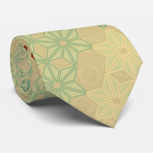 Corbata Floral (Asanoha) Pattern Gold (Enrollado)