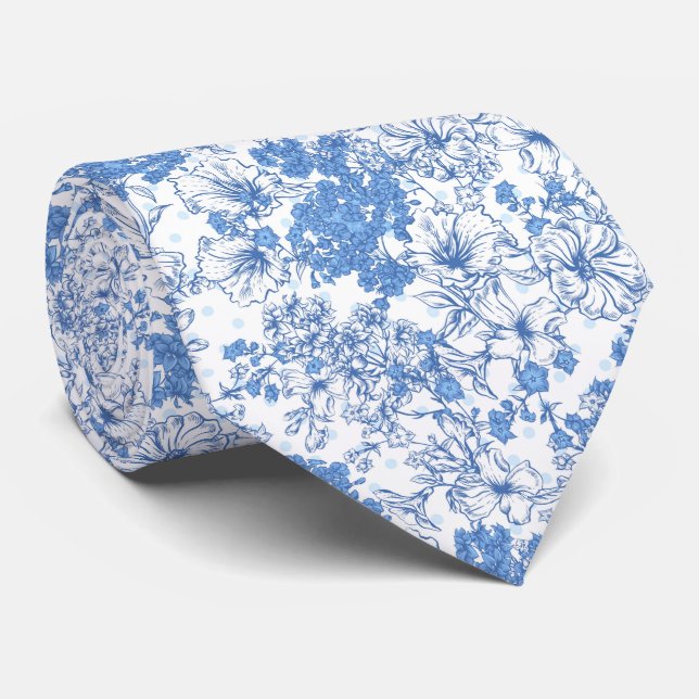 Corbata Floral azul elegante (Enrollado)