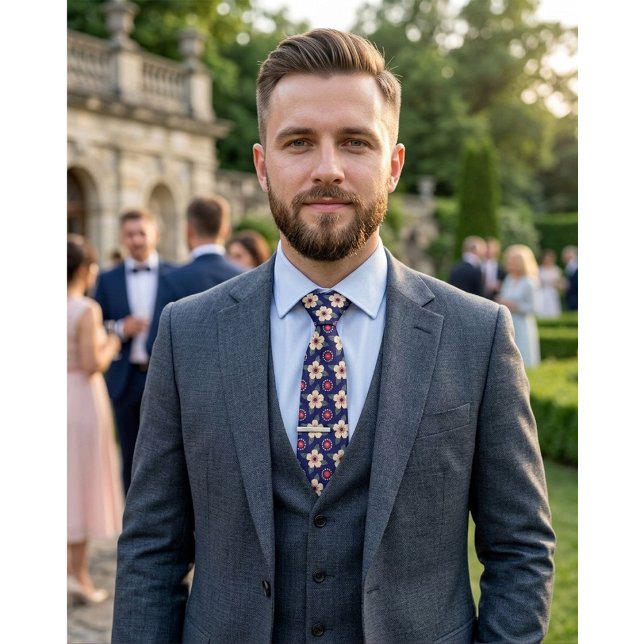 Corbata Floral Azul Marino  (Subido por el creador)