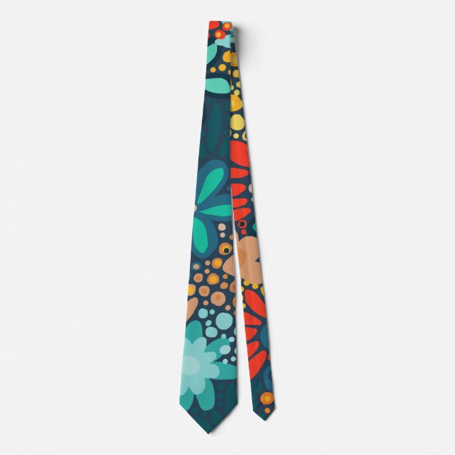 Corbata Floral azul oscuro moderno (Anverso)