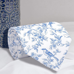 corbata floral azul toile de jouy