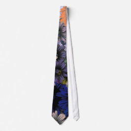 Corbata Floral azul y naranja