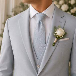 Corbata floral barroca azul en polvo
