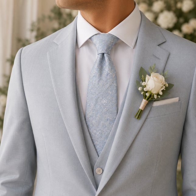 Corbata floral barroca azul en polvo (Subido por el creador)