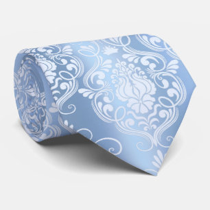 Corbata Floral barroca azul en polvo - Declaración elegant